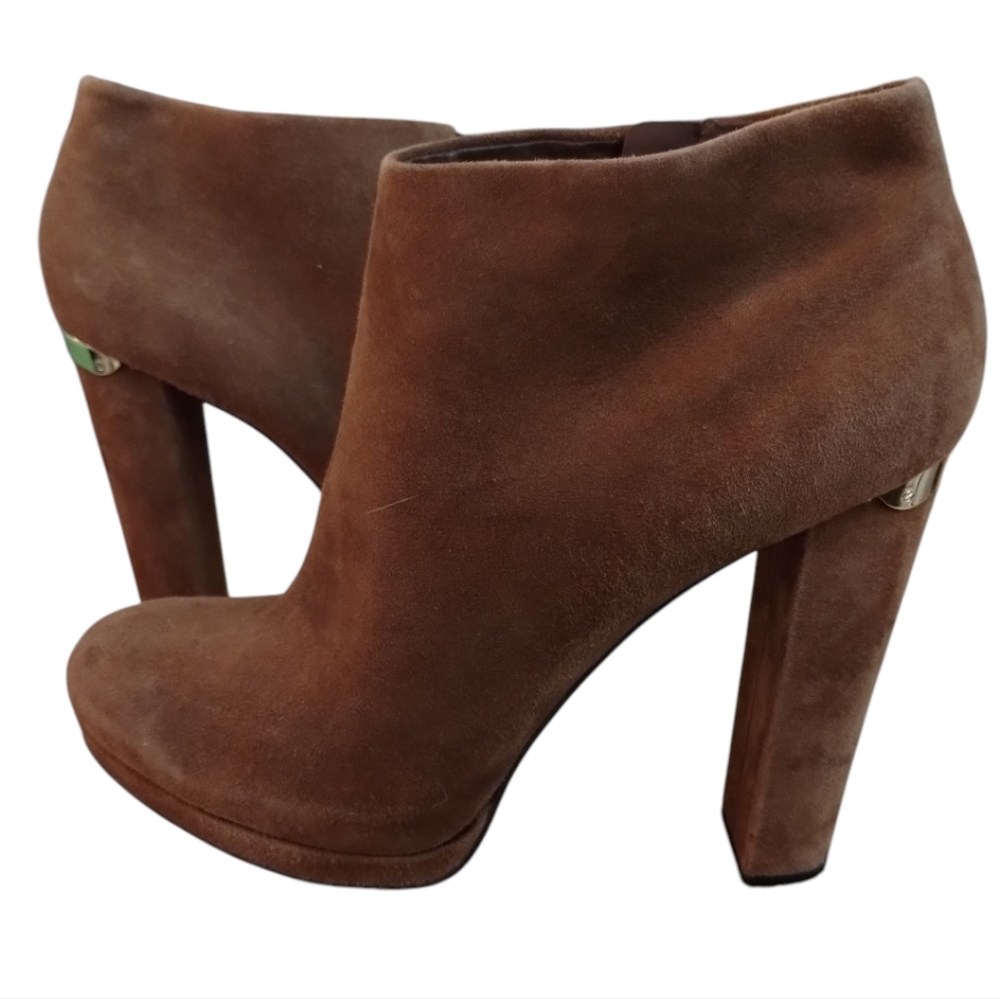 Michael Kors Haven Ankle Boots Women Size 10 Booties Brown Suede
